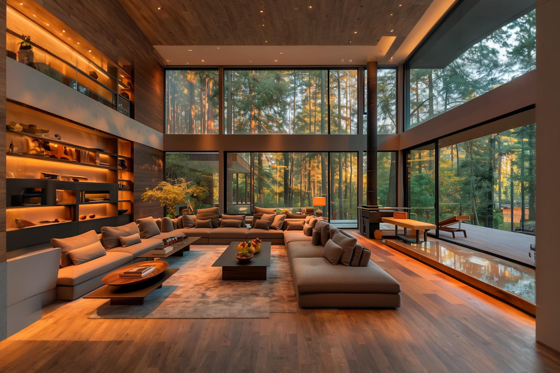 Modern home at twilight